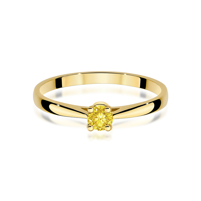 Inel Aur 9K cu Diamant Galben de Laborator 0.15 ct, imaginea 2 din 8