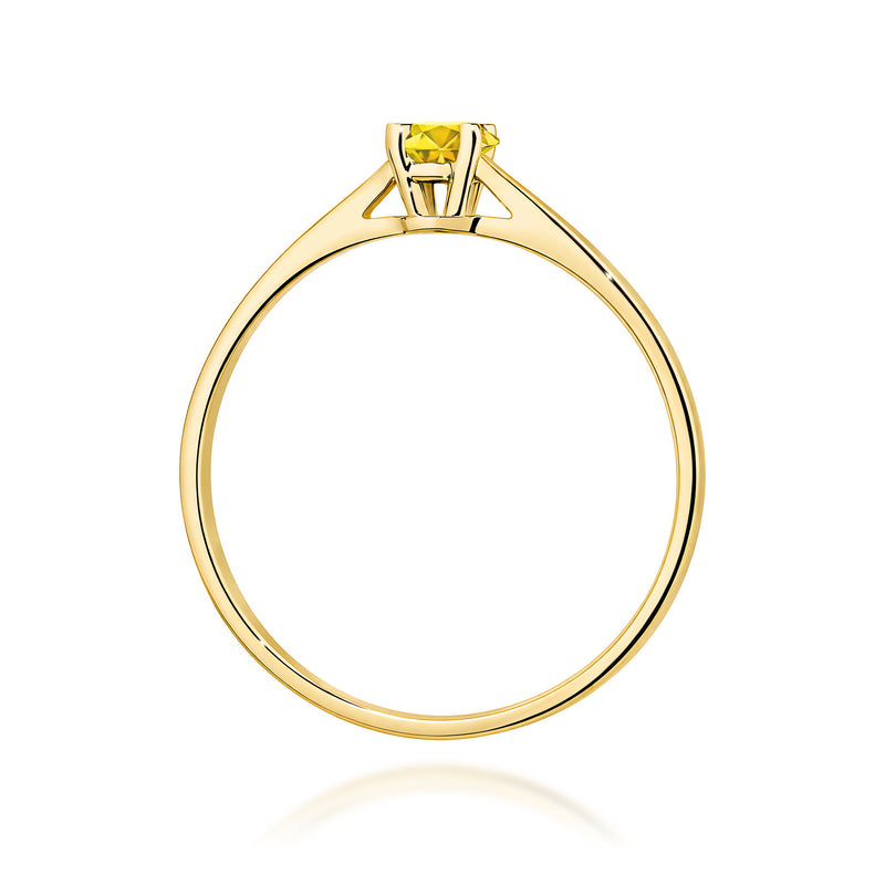Inel Aur 9K cu Diamant Galben de Laborator 0.15 ct, imaginea 3 din 8
