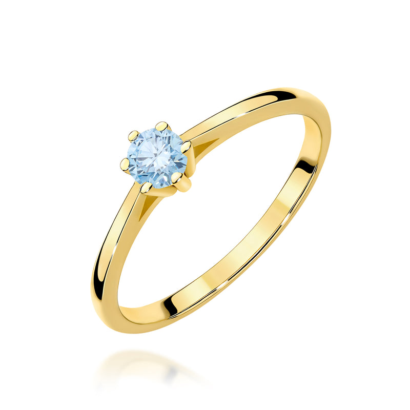 Inel Aur 9K cu Diamant Roz de Laborator 0.15 ct — Aur galben