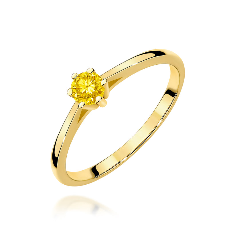 Inel Aur 9K cu Diamant Galben de Laborator 0.15 ct — Aur galben
