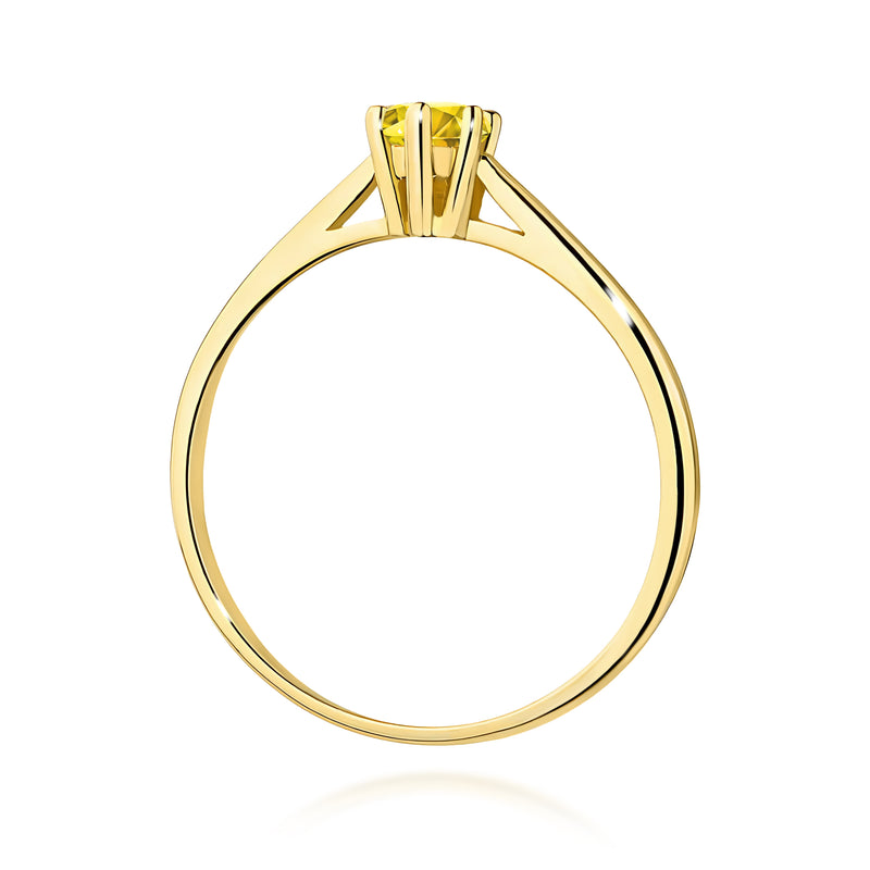 Inel Aur 9K cu Diamant Galben de Laborator 0.15 ct, imaginea 3 din 8