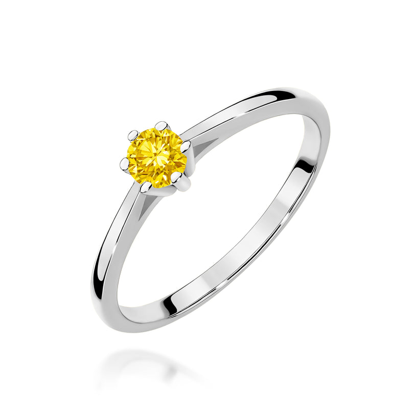 Inel Aur 9K cu Diamant Galben de Laborator 0.15 ct, imaginea 5 din 8