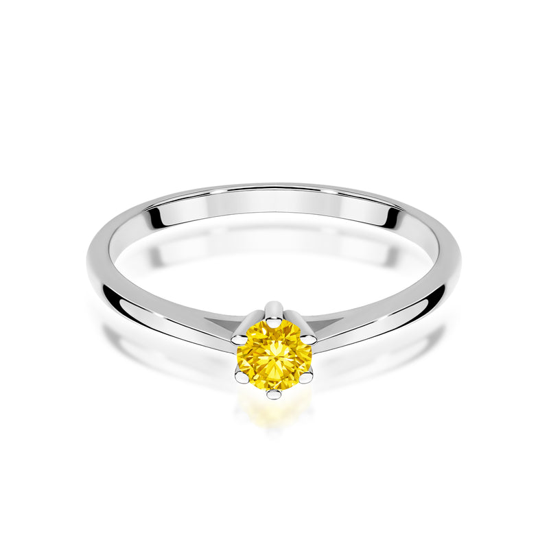 Inel Aur 9K cu Diamant Galben de Laborator 0.15 ct, imaginea 6 din 8