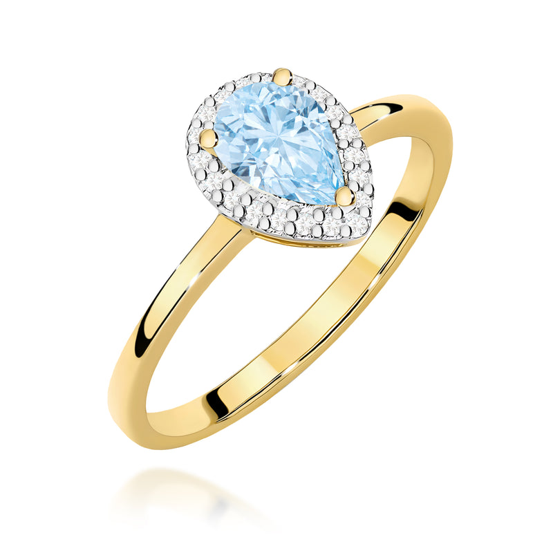 Inel Aur 9K cu Diamante Albastre de Laborator 0.60 ct — Aur galben