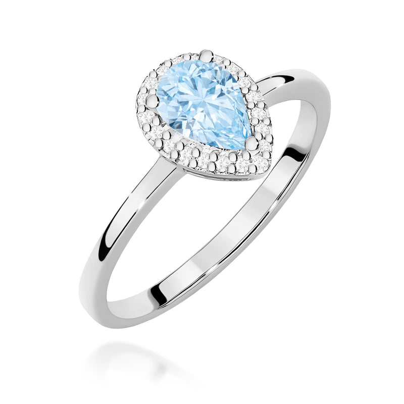 Inel Aur 9K cu Diamante Albastre de Laborator 0.60 ct, imaginea 5 din 8
