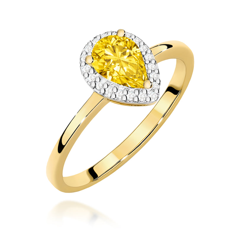 Inel Aur 9K cu Diamante Galbene de Laborator 0.60 ct — Aur galben