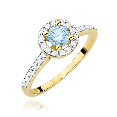Inel Aur 9K cu Diamante Albastre de Laborator 0.72 ct