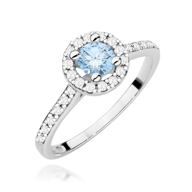 Inel Aur 9K cu Diamante Albastre de Laborator 0.72 ct, imaginea 5 din 8