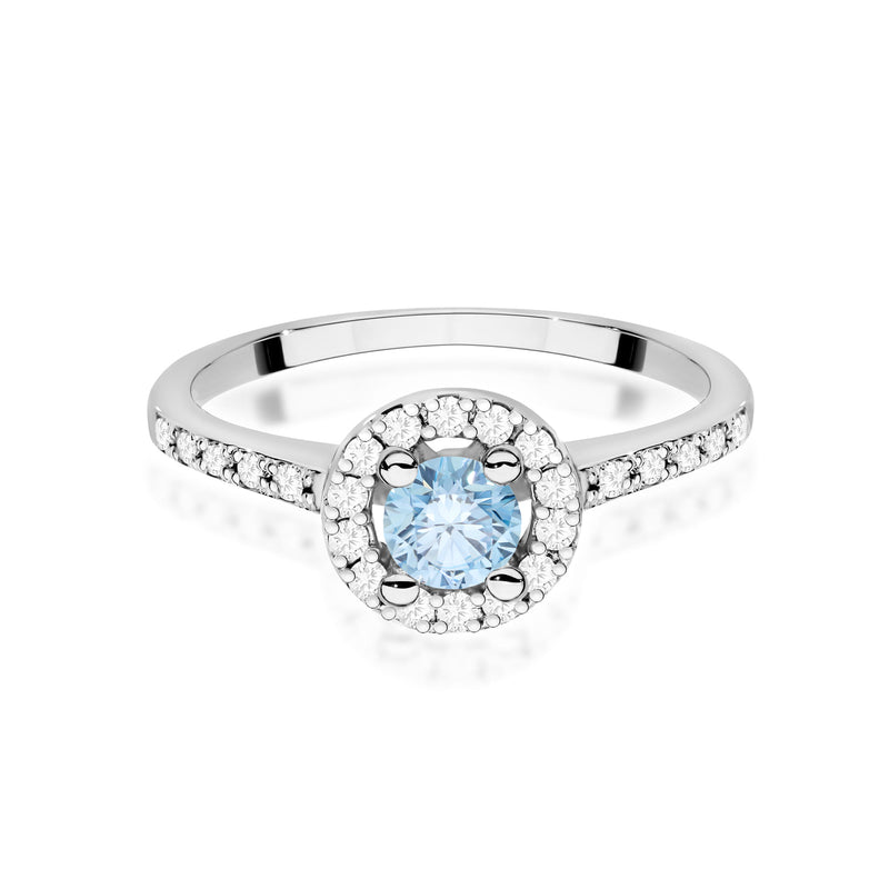 Inel Aur 9K cu Diamante Albastre de Laborator 0.72 ct, imaginea 6 din 8