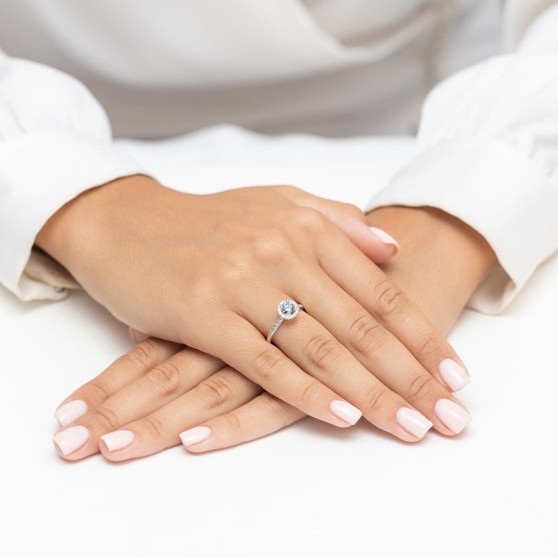 Inel Aur 9K cu Diamante Albastre de Laborator 0.72 ct, imaginea 8 din 8