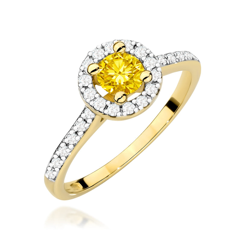 Inel Aur 9K cu Diamante Galbene de Laborator 0.72 ct — Aur galben
