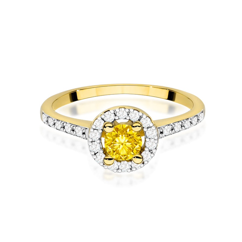 Inel Aur 9K cu Diamante Galbene de Laborator 0.72 ct, imaginea 2 din 8