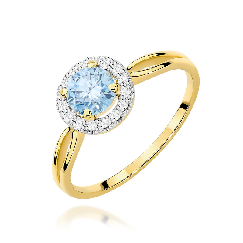 Inel Aur 9K cu Diamante Albastre de Laborator 0.58 ct — Aur galben