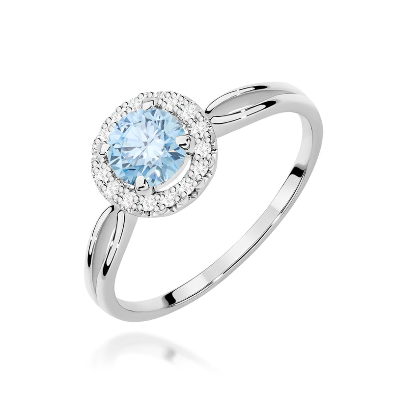 Inel Aur 9K cu Diamante Albastre de Laborator 0.58 ct, imaginea 5 din 8