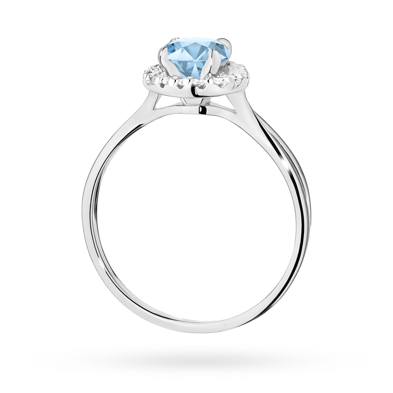 Inel Aur 9K cu Diamante Albastre de Laborator 0.58 ct, imaginea 7 din 8