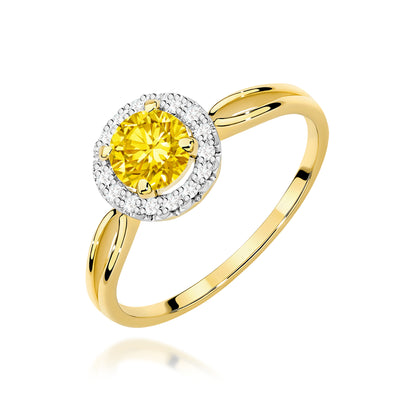 Inel Aur 9K cu Diamante Galbene de Laborator 0.58 ct