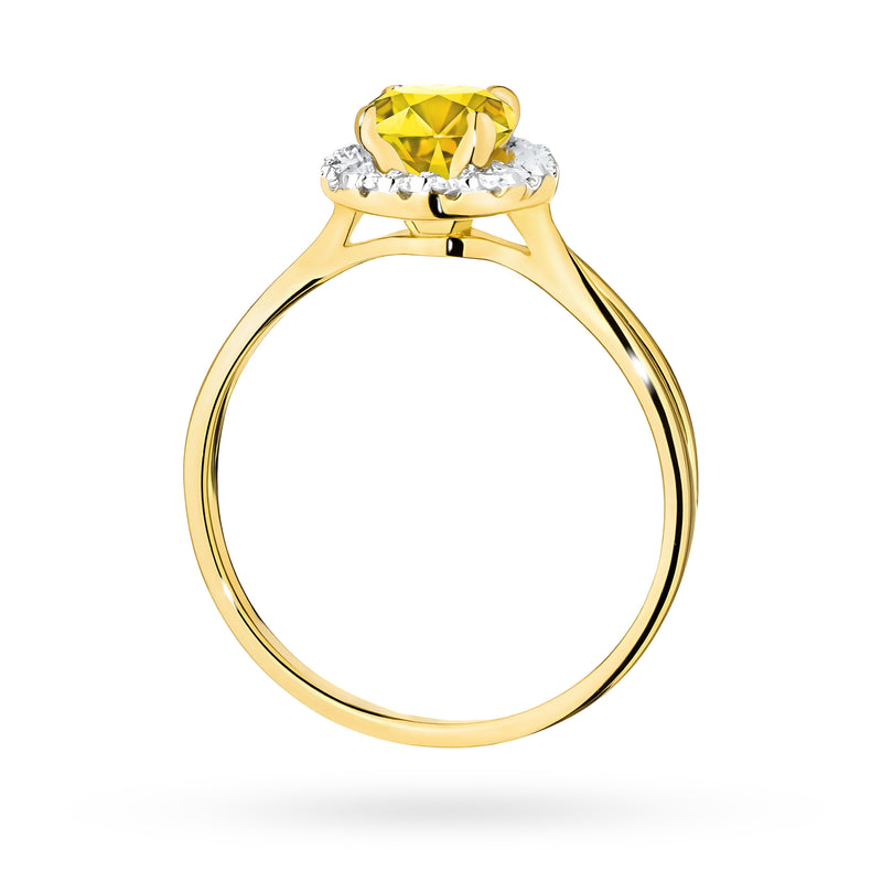 Inel Aur 9K cu Diamante Galbene de Laborator 0.58 ct, imaginea 3 din 8