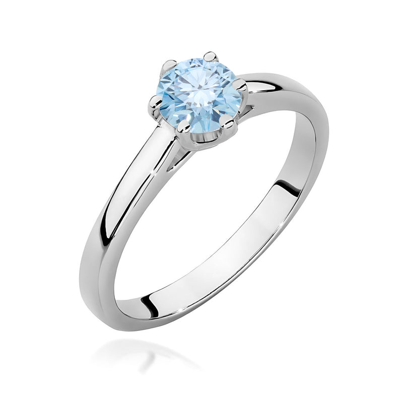 Inel Aur 9K cu Diamant Albastru de Laborator 0.50 ct, imaginea 5 din 8