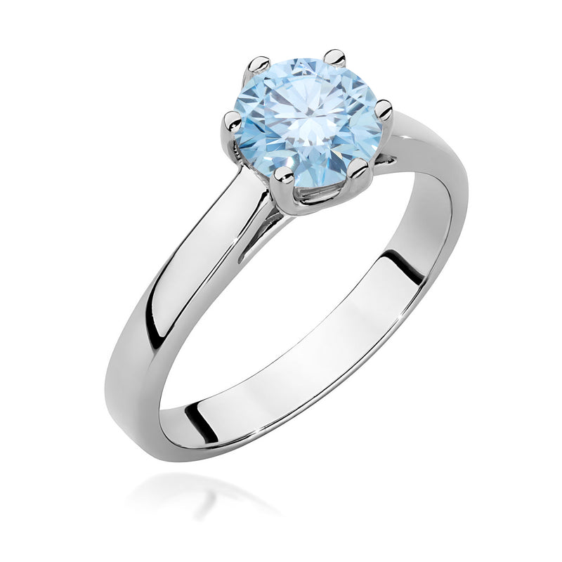 Inel Aur 9K cu Diamant Albastru de Laborator 1.00 ct, imaginea 5 din 8