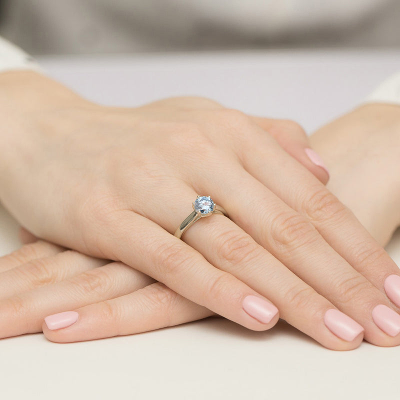 Inel Aur 9K cu Diamant Albastru de Laborator 1.00 ct, imaginea 8 din 8
