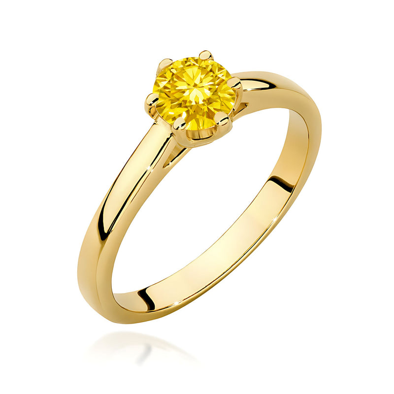 Inel Aur 9K cu Diamant Galben de Laborator 0.50 ct — Aur galben