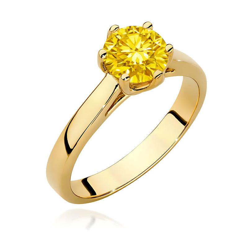 Inel Aur 9K cu Diamant Galben de Laborator 1.00 ct — Aur galben