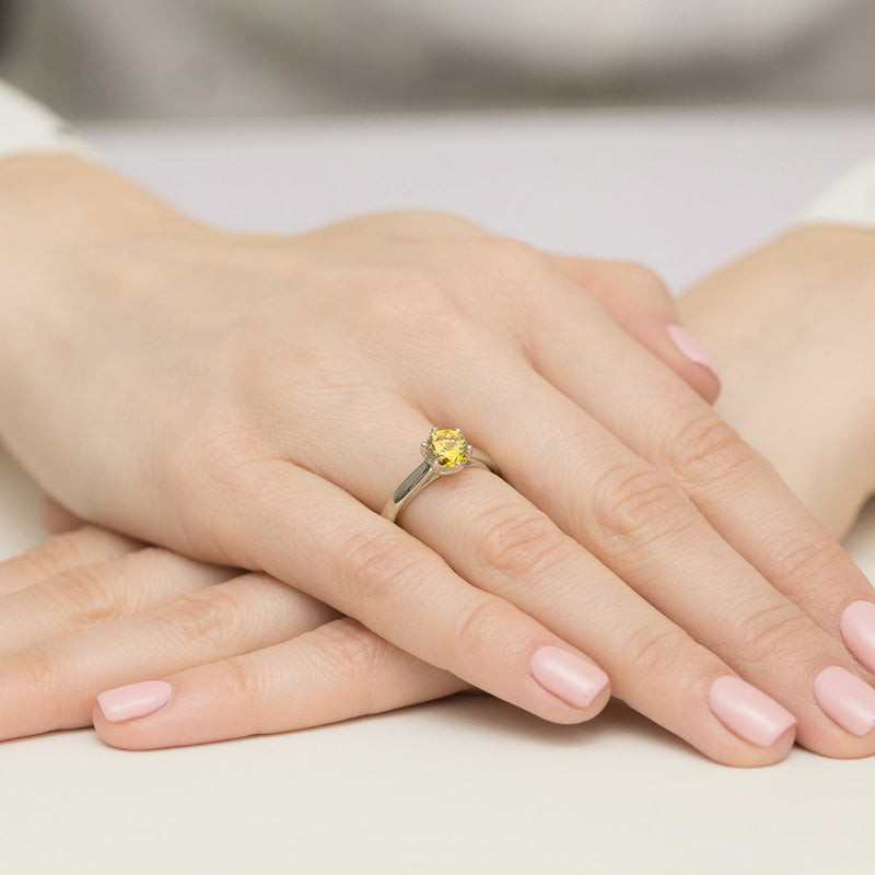 Inel Aur 9K cu Diamant Galben de Laborator 1.00 ct, imaginea 8 din 8