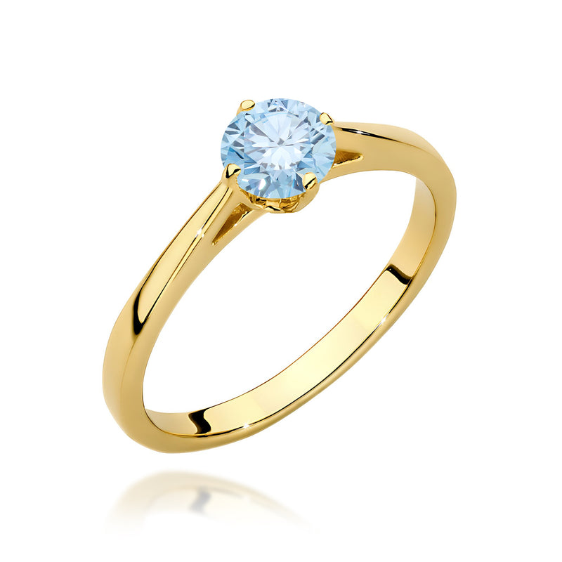 Inel Aur 9K cu Diamant Albastru de Laborator 0.50 ct — Aur galben