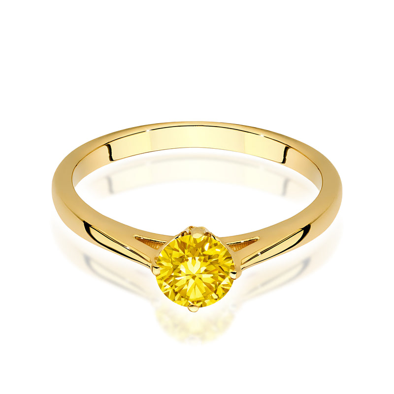 Inel Aur 9K cu Diamant Galben de Laborator 0.50 ct, imaginea 2 din 8
