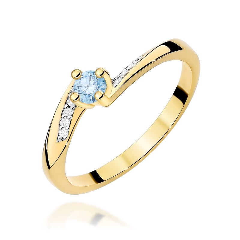 Inel Aur 14K cu Diamante Albastre de Laborator 0.19 ct — Aur galben