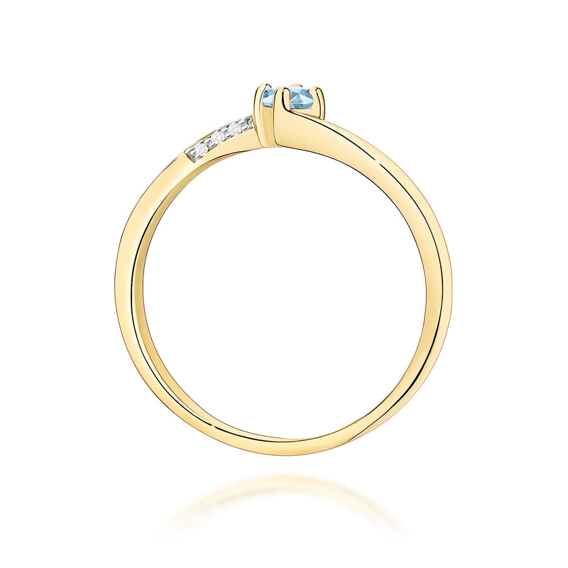 Inel Aur 14K cu Diamante Albastre de Laborator 0.19 ct, imaginea 3 din 12