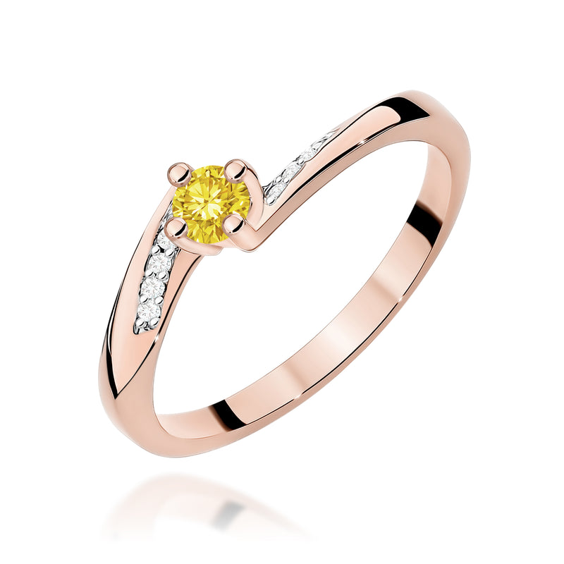 Inel Aur 14K cu Diamante Galbene de Laborator 0.19 ct, imaginea 5 din 12