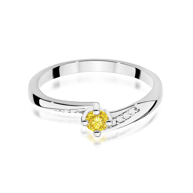 Inel Aur 14K cu Diamante Galbene de Laborator 0.19 ct, imaginea 10 din 12