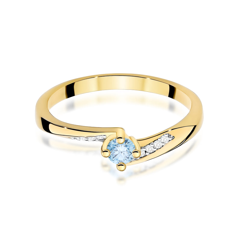 Inel Aur 9K cu Diamante Albastre de Laborator 0.19 ct, imaginea 2 din 8