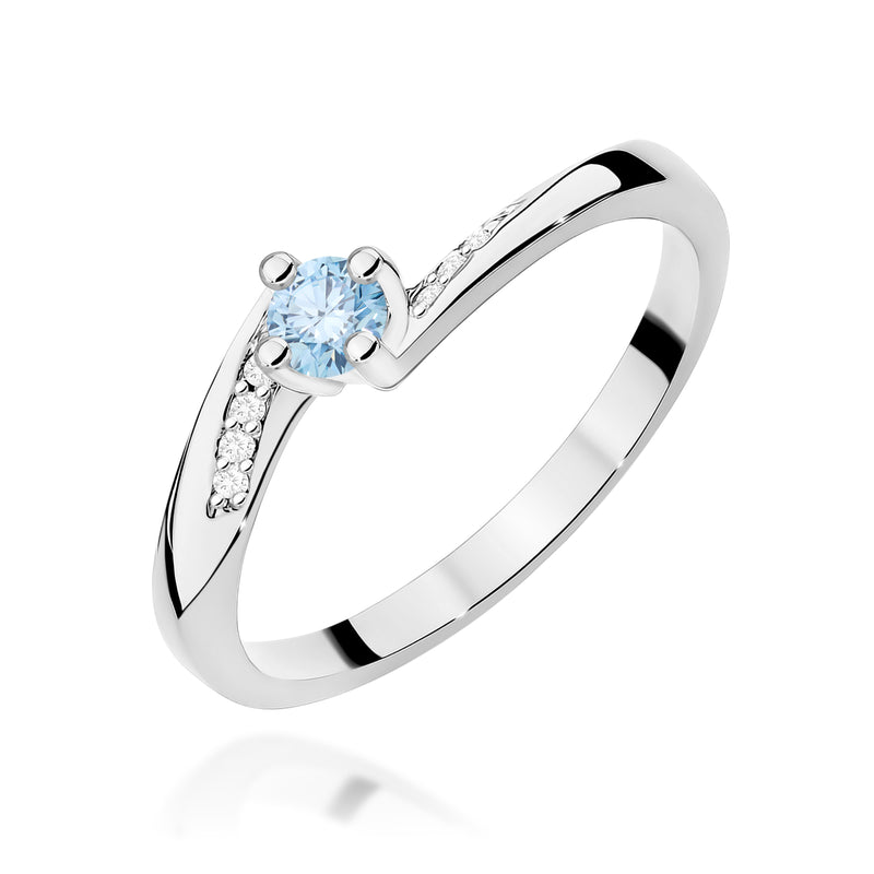 Inel Aur 9K cu Diamante Albastre de Laborator 0.19 ct, imaginea 5 din 8