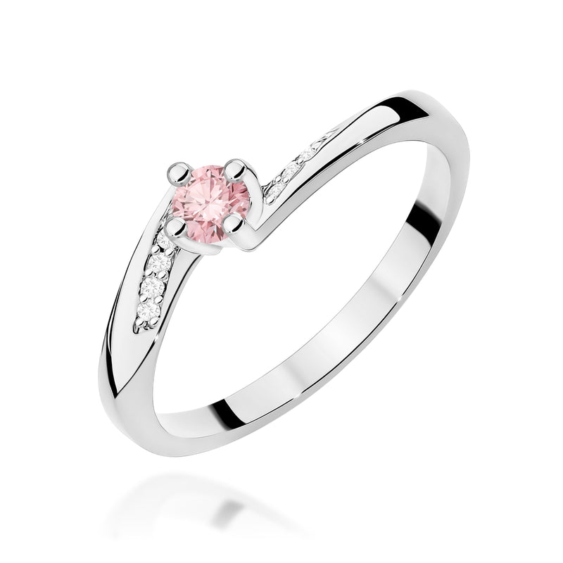Inel Aur 9K cu Diamante Roz de Laborator 0.19 ct, imaginea 5 din 8