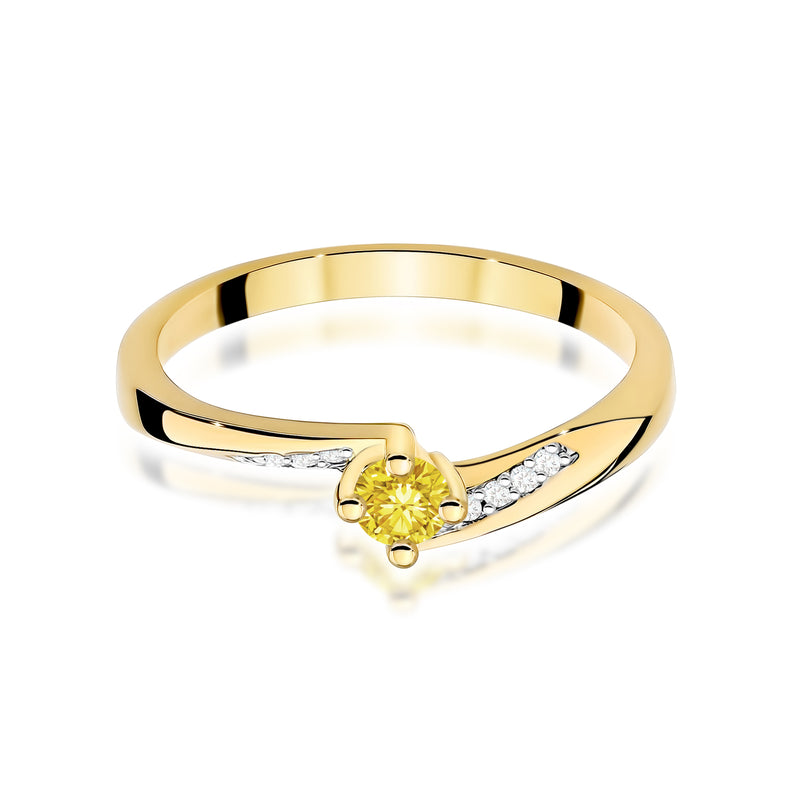 Inel Aur 9K cu Diamante Galbene de Laborator 0.19 ct, imaginea 2 din 8