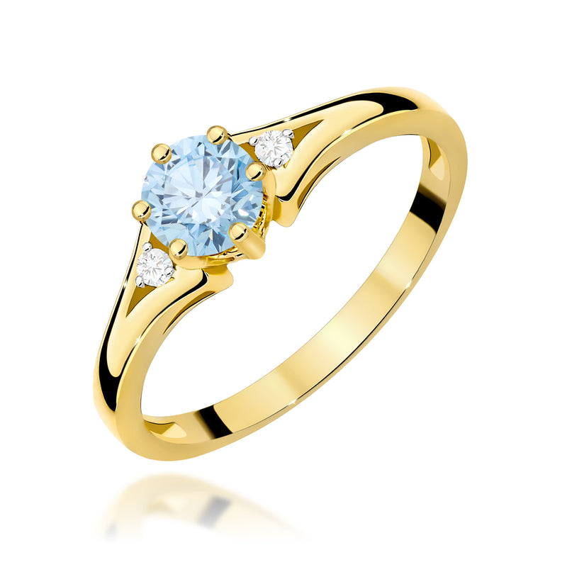 Inel Aur 14K cu Diamante Albastre de Laborator 0.53 ct — Aur galben