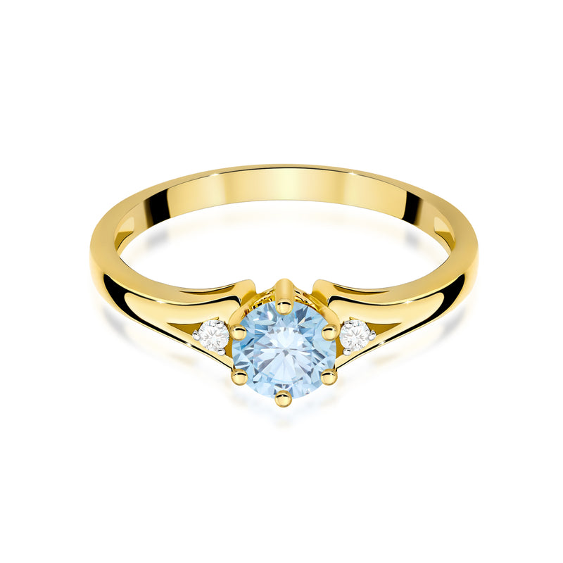 Inel Aur 14K cu Diamante Albastre de Laborator 0.53 ct, imaginea 2 din 12