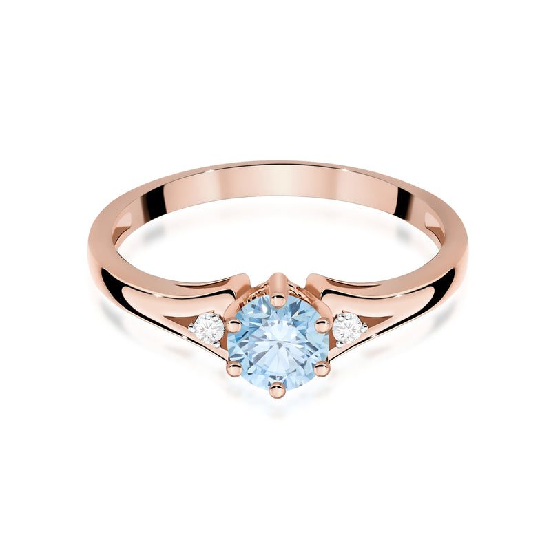 Inel Aur 14K cu Diamante Albastre de Laborator 0.53 ct, imaginea 6 din 12