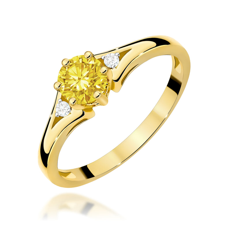 Inel Aur 14K cu Diamante Galbene de Laborator 0.53 ct — Aur galben