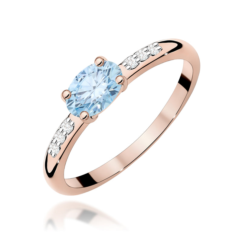 Inel Aur 14K cu Diamante Albastre de Laborator 0.53 ct, imaginea 5 din 12