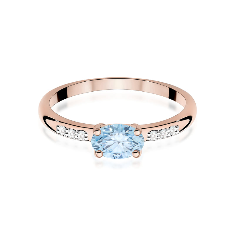 Inel Aur 14K cu Diamante Albastre de Laborator 0.53 ct, imaginea 6 din 12
