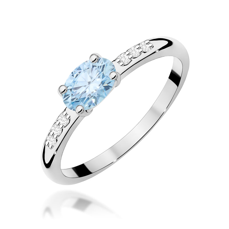 Inel Aur 14K cu Diamante Albastre de Laborator 0.53 ct, imaginea 9 din 12