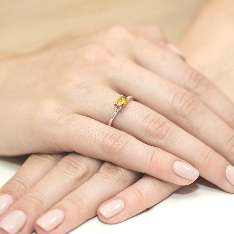Inel Aur 14K cu Diamante Galbene de Laborator 0.53 ct, imaginea 8 din 12