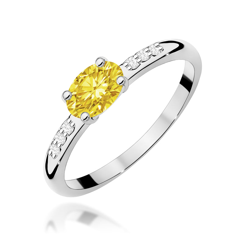 Inel Aur 14K cu Diamante Galbene de Laborator 0.53 ct, imaginea 9 din 12