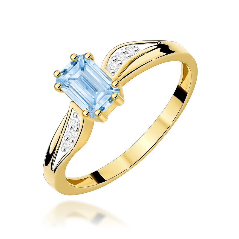 Inel Aur 14K cu Diamante Albastre de Laborator 0.53 ct — Aur galben