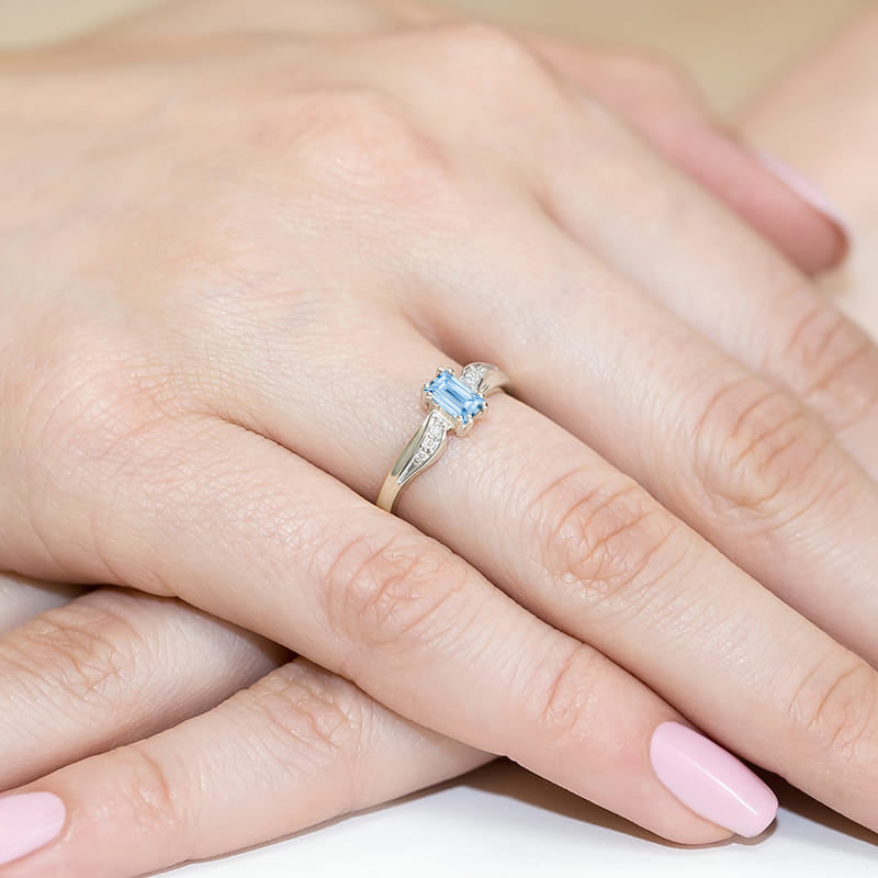 Inel Aur 14K cu Diamante Albastre de Laborator 0.53 ct, imaginea 12 din 12