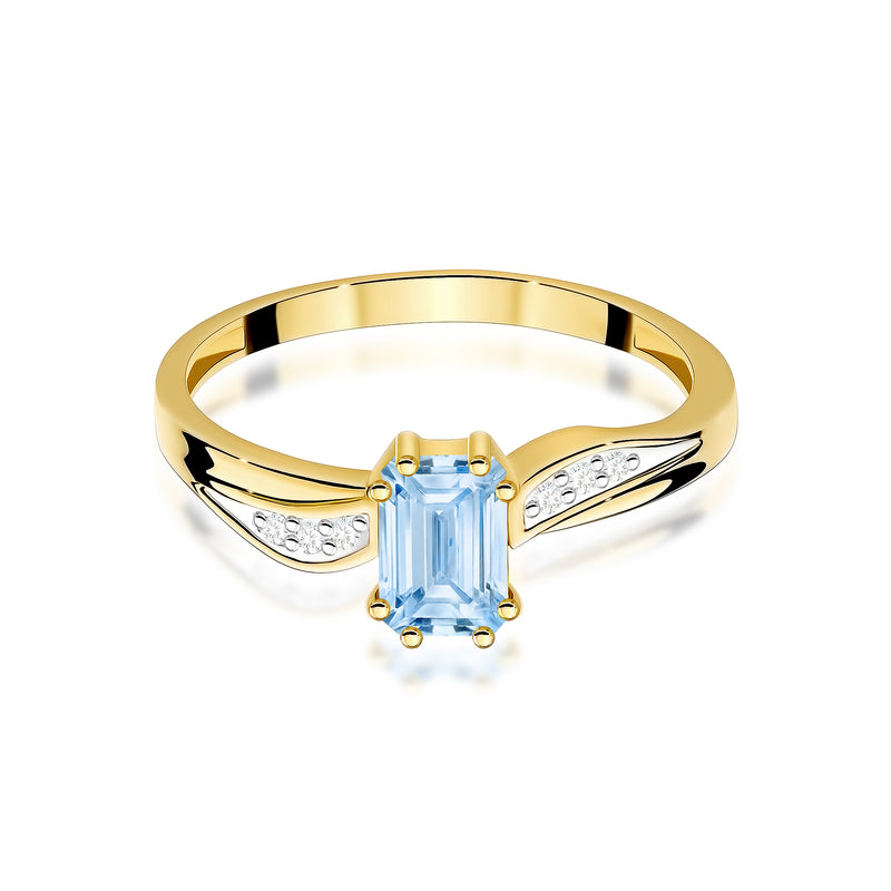 Inel Aur 14K cu Diamante Albastre de Laborator 0.53 ct, imaginea 2 din 12