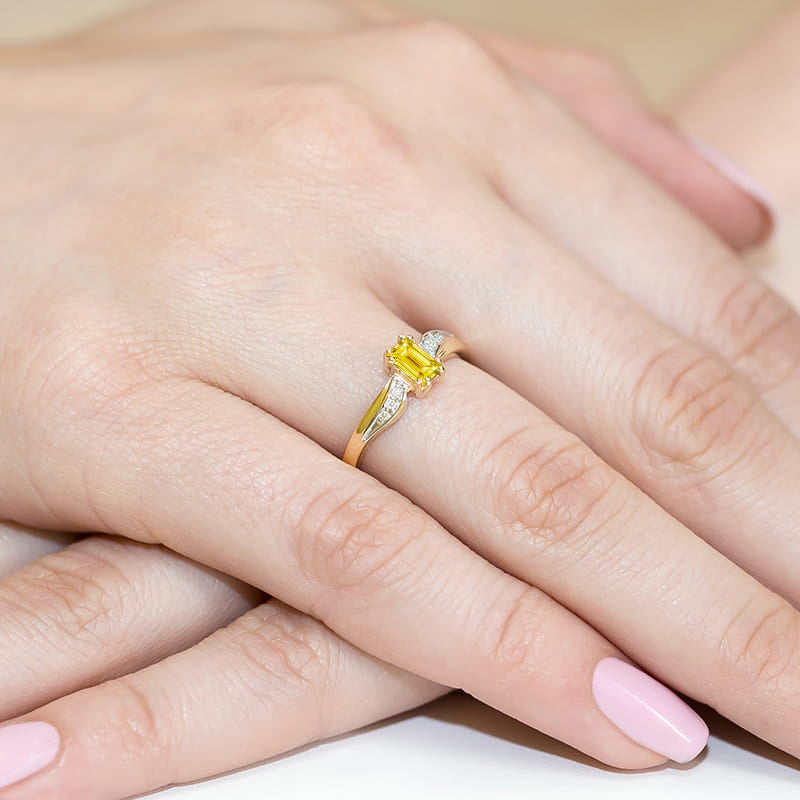Inel Aur 14K cu Diamante Galbene de Laborator 0.53 ct, imaginea 4 din 12